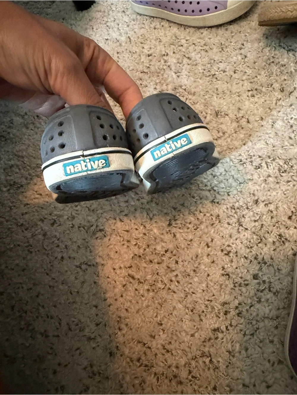 Native Kids Grey Perforated Slip-On Water Shoes miles EUC size 5 toddler